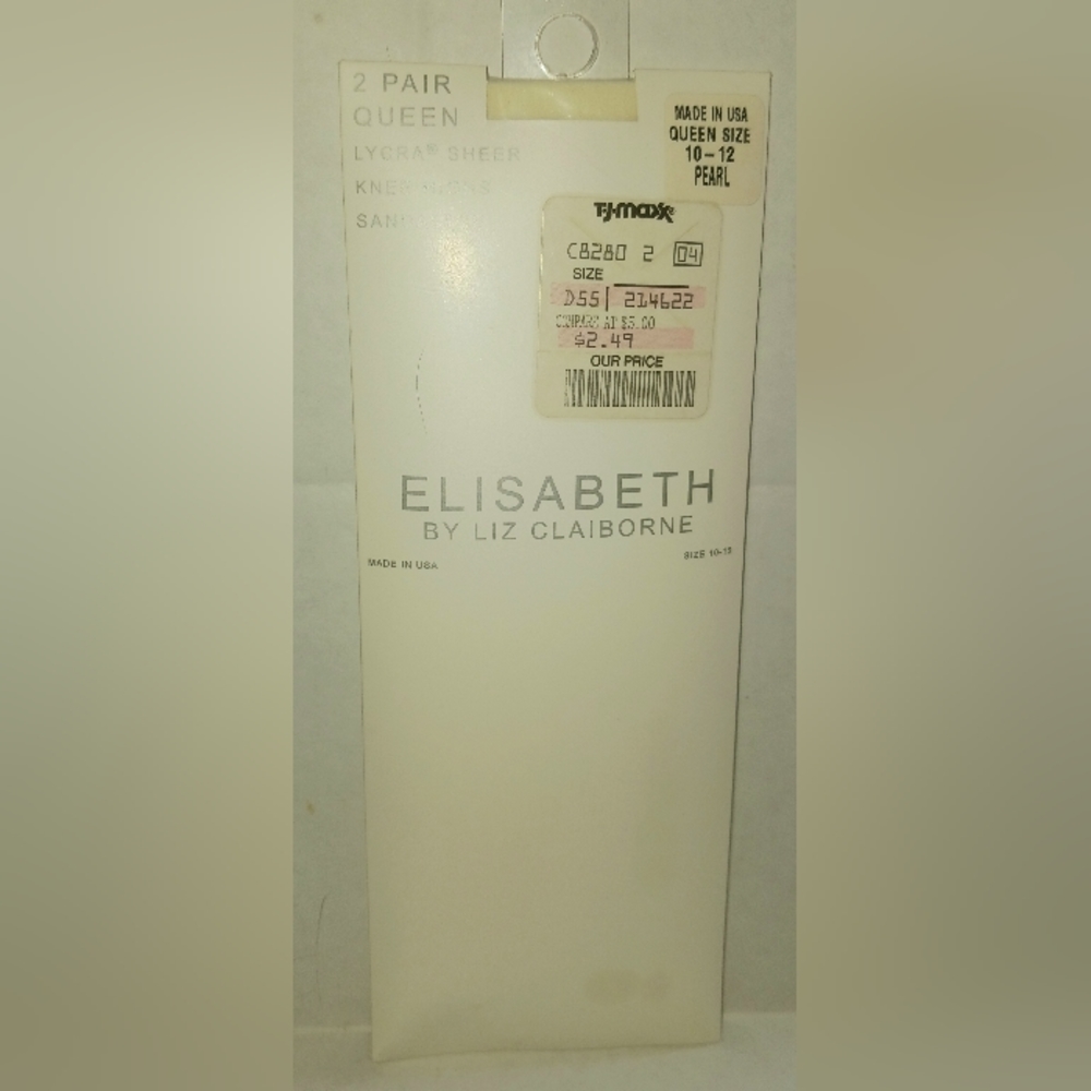 Elisabeth by Liz Claiborne Vintage Queen Size Pearl Knee Highs NWT New 2 Pairs